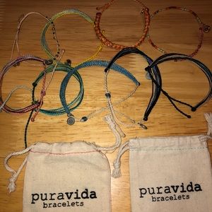 Stack of 9 PuraVida bracelets